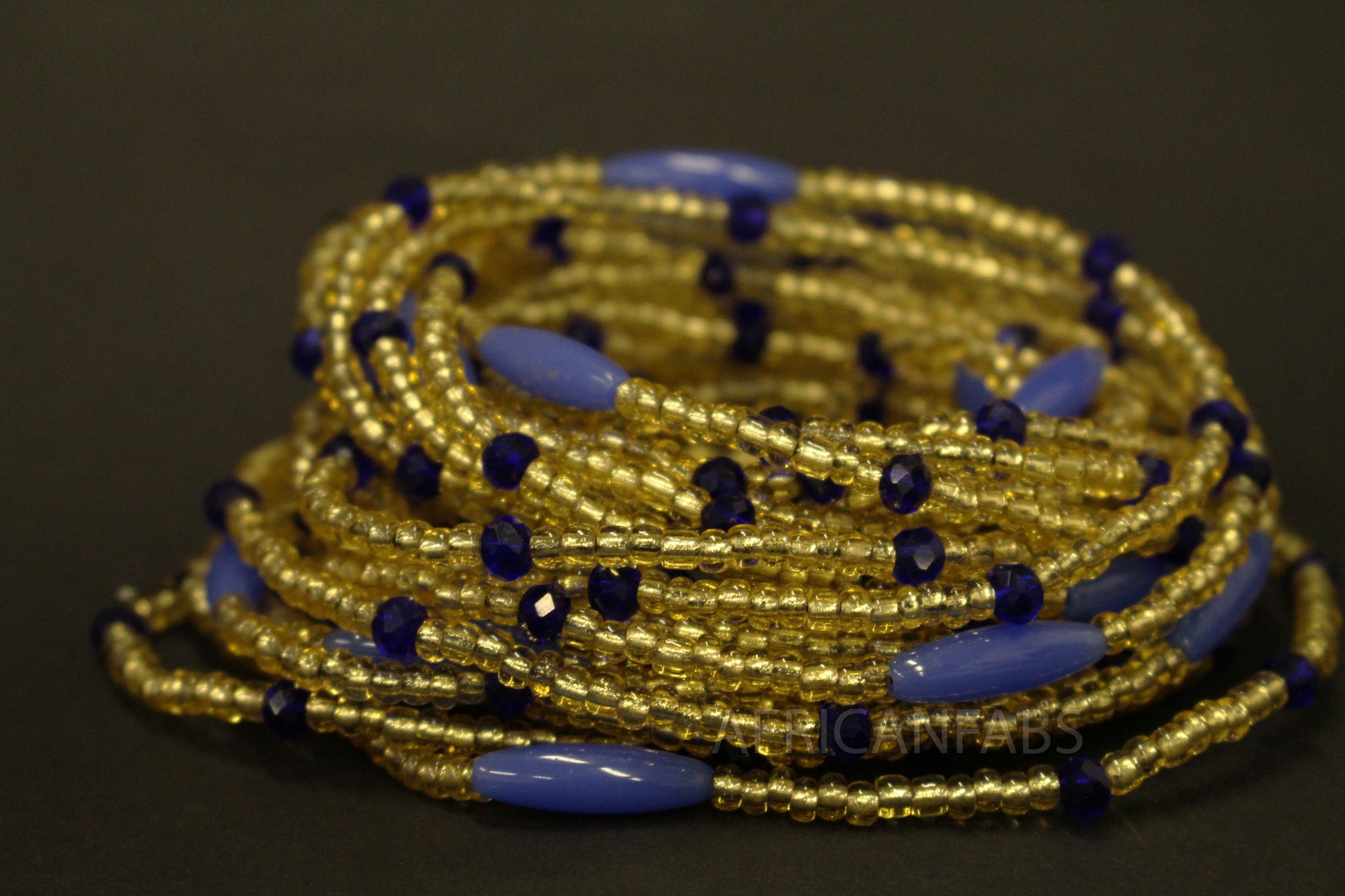 Waist Beads / Chaine de taille africaine - AMADIN - Bleu (élastique)