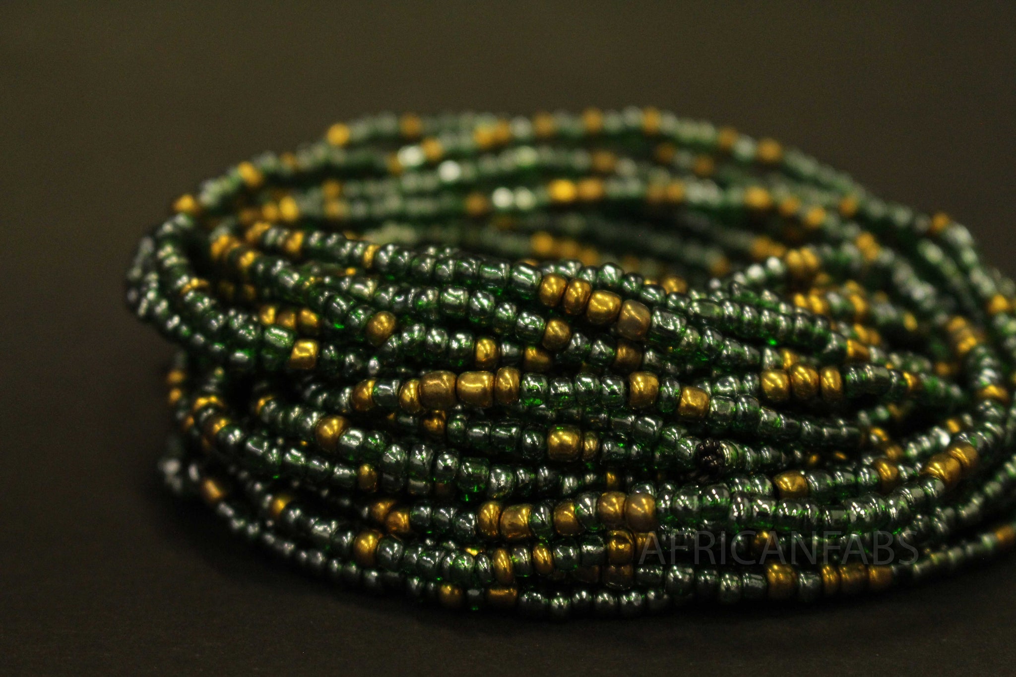 Waist Beads / Chaine de taille africaine - AKPATA - Vert (élastique)