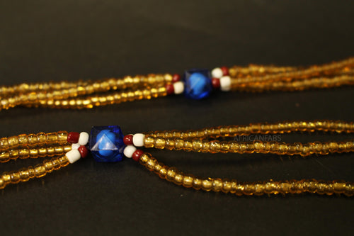 Waist Beads / Chaine de taille africaine - EPA - Bleu / or (élastique)