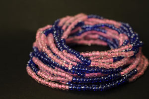 Waist Beads / Chaine de taille africaine - ABILO - Violet / rose (élastique)