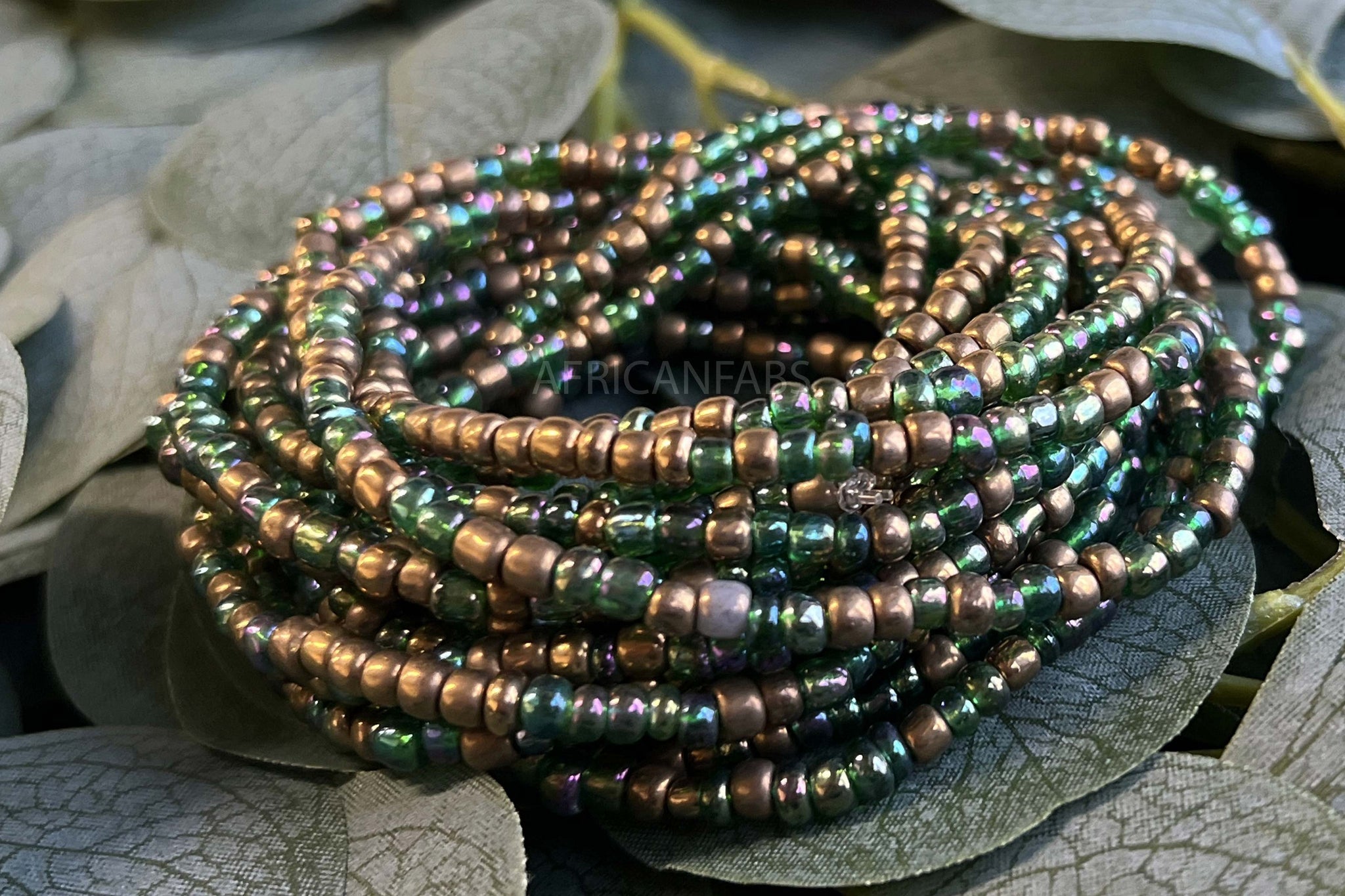 Waist Beads / Chaine de taille africaine - EDAZA - Vert (élastique)