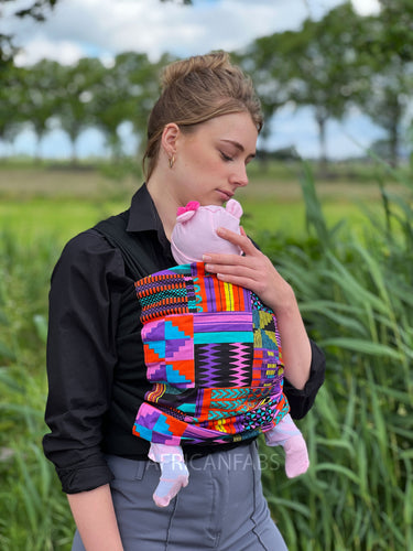 Porte-bébé / écharpe de portage imprimé africain - Violet / rose Kente