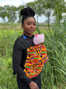 Porte-bébé / écharpe de portage imprimé africain - Orange / violet Kente
