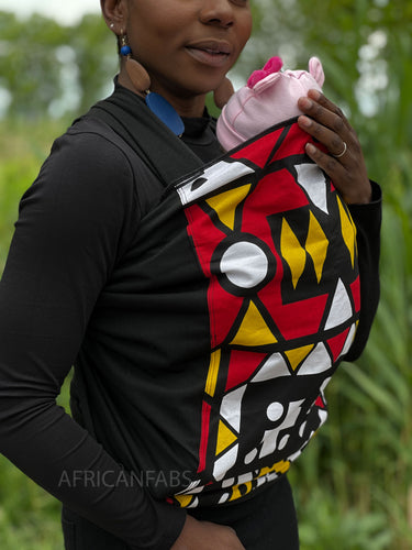 Porte-bébé / écharpe de portage imprimé africain - Samakaka rouge