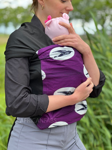Porte-bébé / écharpe de portage imprimé africain - Speed bird violet