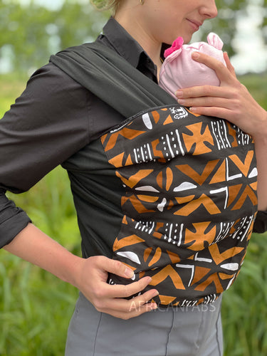 Porte-bébé / écharpe de portage imprimé africain - Noir mud