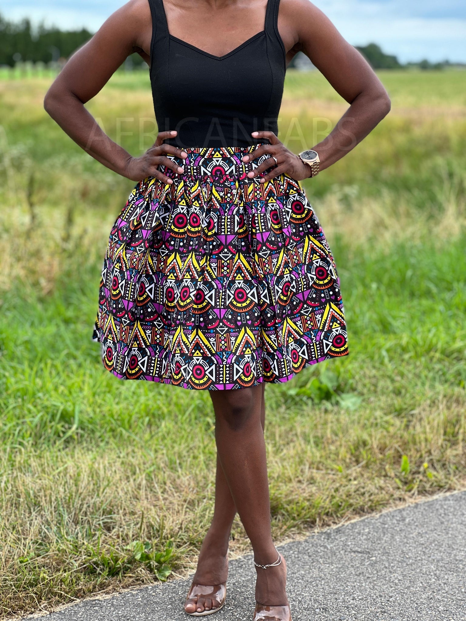 Mini-jupe à imprimé africain - Multicolor tribal