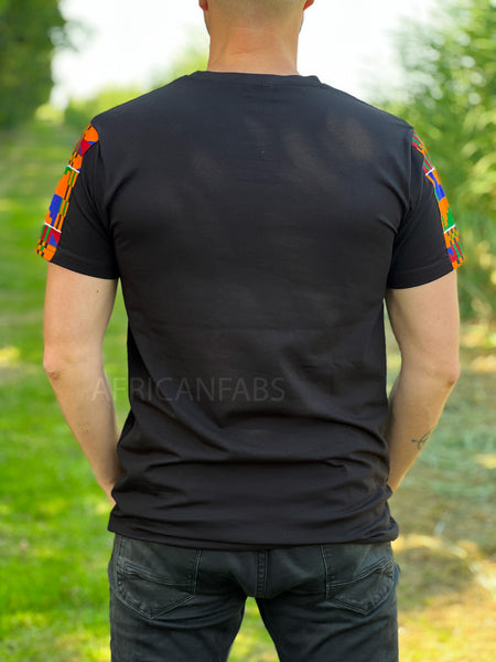 T-shirt avec détails d'imprimés africains - manches et poche poitrine en kente