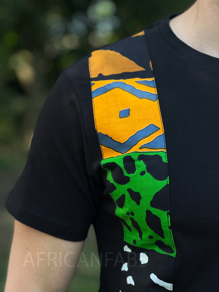 T-shirt avec détails imprimés africains - bande bogolan vert