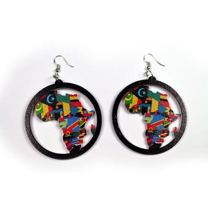 Noir wooden earrings | African continent with all country flags