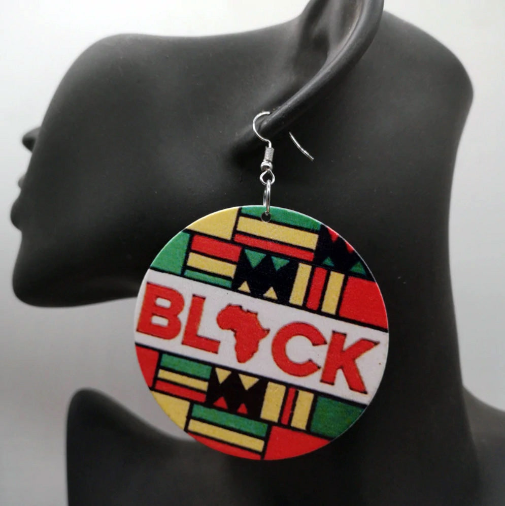 Boucles d'oreilles africaines | "Black" in Pan African colors