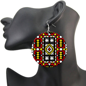 Rouge Samakaka print Boucles d'oreilles - African Samacaca drop earrings