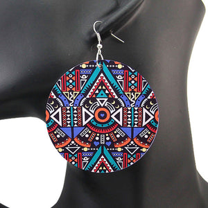 Violet / Vert Tribal - Imprimé africain drop earrings