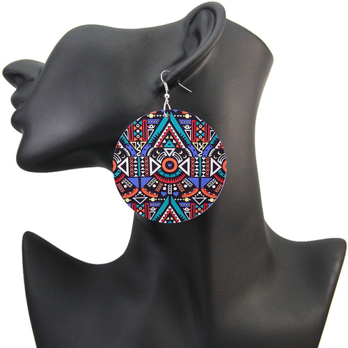 Violet / Vert Tribal - Imprimé africain drop earrings