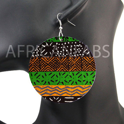 Noir / Vert mud cloth / bogolan | Boucles d'oreilles africaines