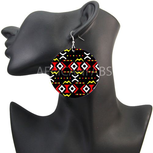 Noir / Rouge / Jaune mud cloth / bogolan | Boucles d'oreilles africaines