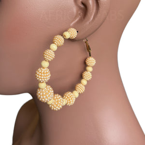 Boucles d'oreilles en perles / Beige / Or