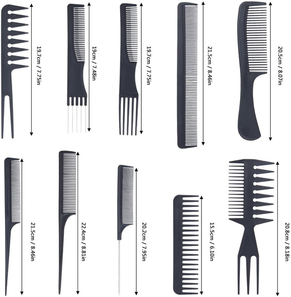 Peigne de coiffage professionnel 10 pièces - Peigne à cheveux - Idéal pour tous les types et styles de cheveux