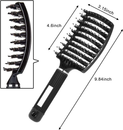 Afabs® Brosse démêlante courbée | Brosse démêlante | Peigne pour cheveux raides et bouclés | Noir