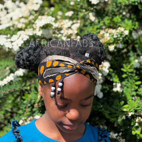 Bandeau imprimé africain - Enfants - Accessoires pour cheveux - Marron / Noir Mud