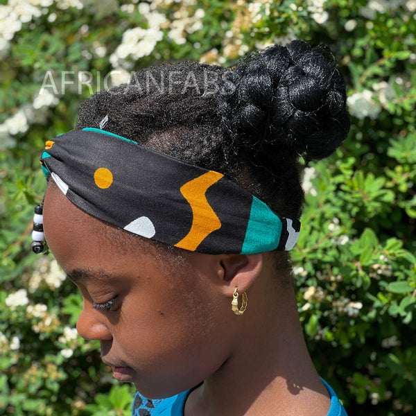 Bandeau imprimé africain - Enfants - Accessoires pour cheveux - Vert Mud