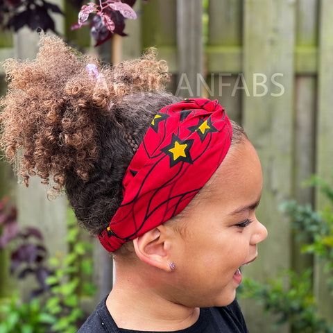 Bandeau imprimé africain - Enfants - Accessoires pour cheveux - Rouge / Jaune Star VLISCO