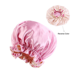 Rose Bonnet en Satin avec bordure ( Bonnet de nuit réversible en satin )