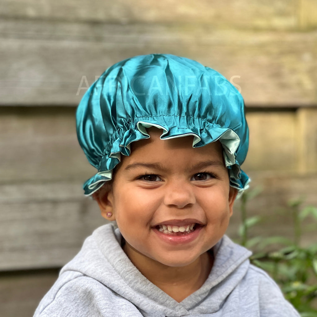 Vert Bonnet en Satin (Taille des enfants de 3 à 7 ans) (Bonnet de nuit –  AfricanFabs