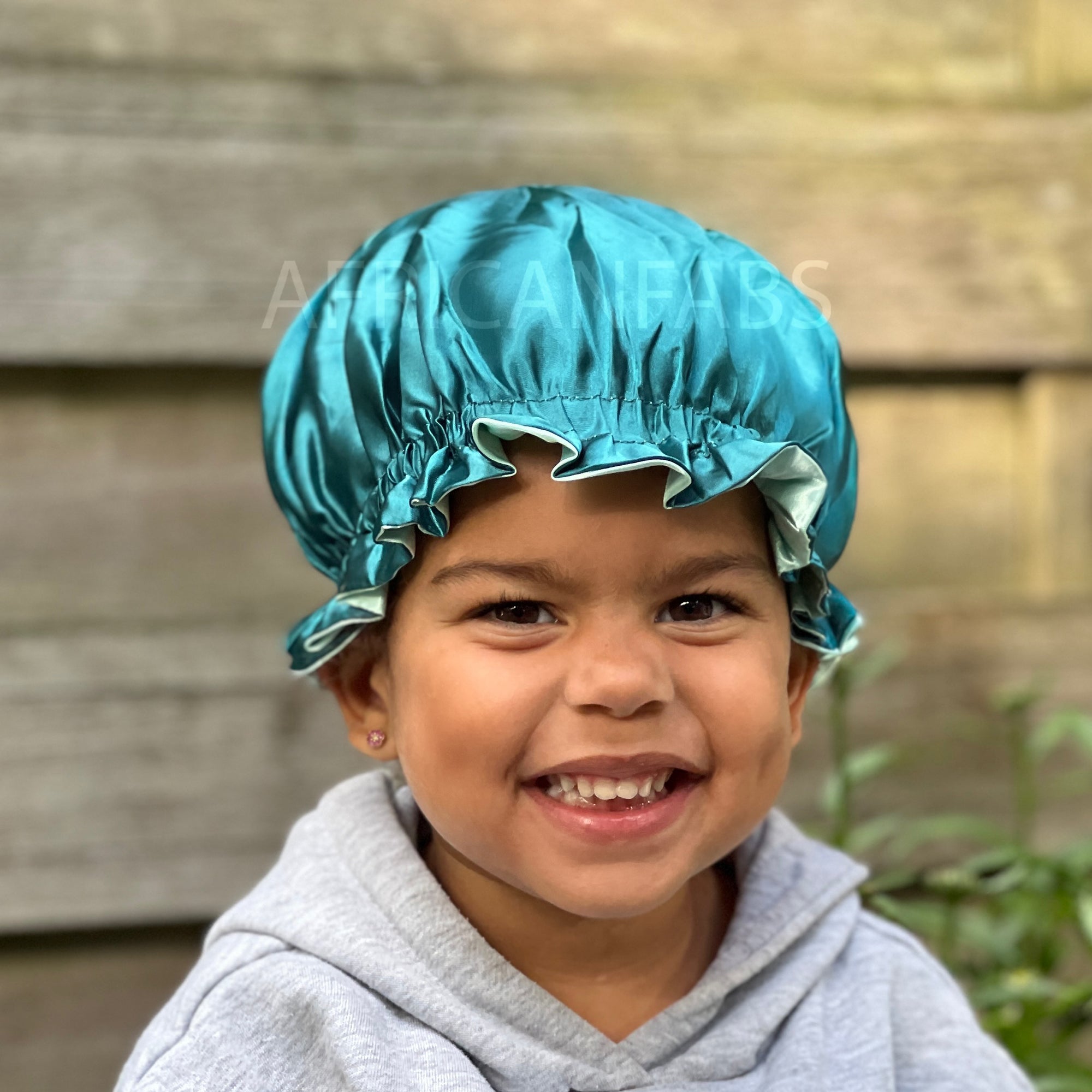 Bonnet en satin doux pour femmes et enfants, bonnets de nuit bleus