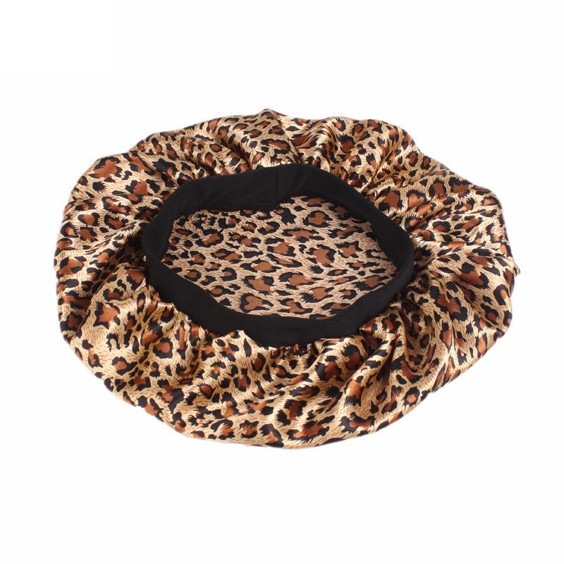 Bonnet Satin Hair imprimé léopard ( Bonnet de nuit Satin )