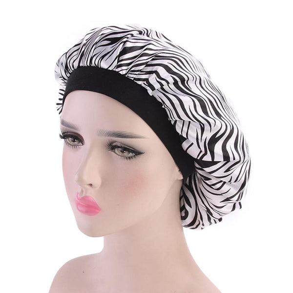 Brosse démêlante noire + Bonnet en satin imprimé tigre blanc | Peigne pour boucles | Brosse pour cheveux afro