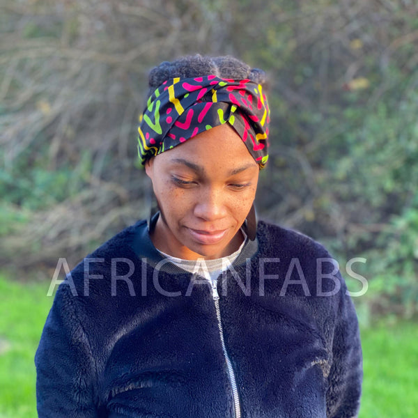 Bandeau imprimé africain - Adultes - Accessoires pour cheveux - Mud cloth Rose Vert