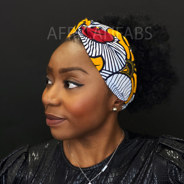 Bandeau imprimé africain - Adultes - Accessoires pour cheveux - Blanc Fleurs De Mariage VLISCO