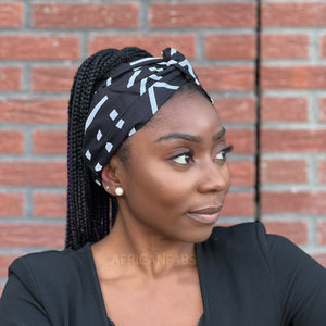 Bandeau imprimé africain (Coupe ample) - Adultes - Accessoires pour cheveux - Noir Bogolan