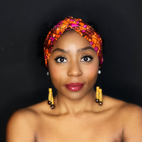 Bandeau imprimé africain - Adultes - Accessoires pour cheveux - Rose Orange