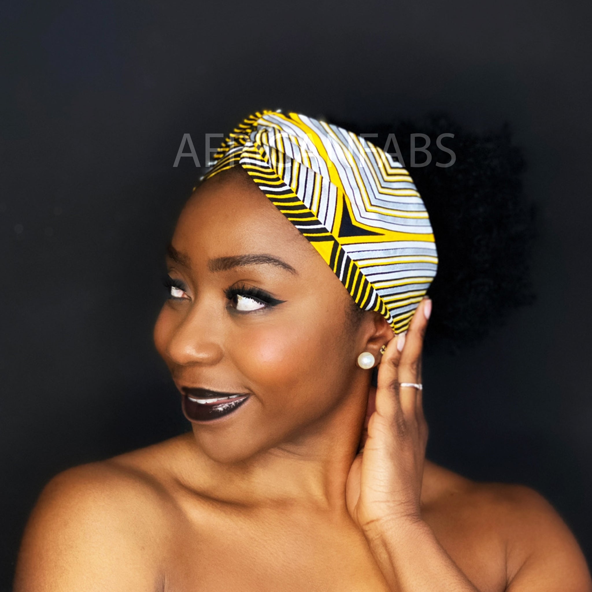 Bandeau imprimé africain - Adultes - Accessoires pour cheveux - Jaune Argent