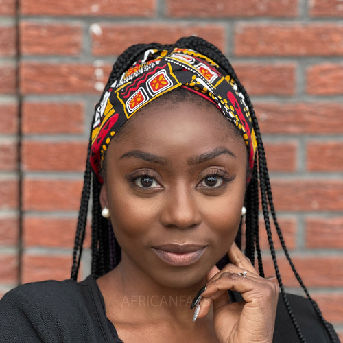 Bandeau imprimé africain (Coupe ample) - Adultes - Accessoires pour cheveux - Jaune Bogolan