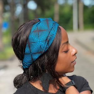 Bandeau imprimé africain (Taille plus grande) - Adultes - Accessoires pour cheveux - Bleu