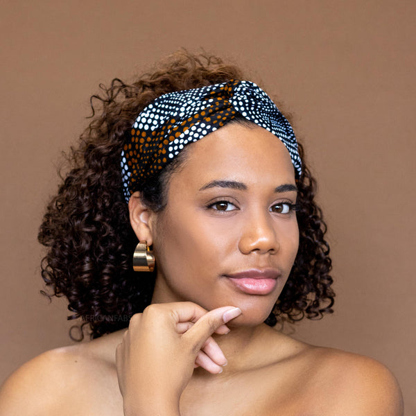 Bandeau imprimé africain - Adultes - Accessoires pour cheveux - Moutarde-brun