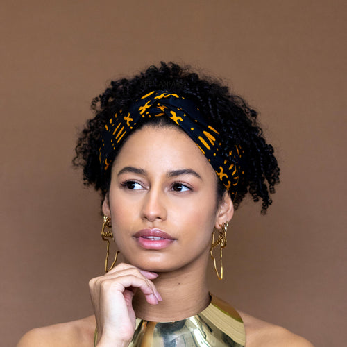 Bandeau imprimé africain - Adultes - Accessoires pour cheveux - Noir / Jaune