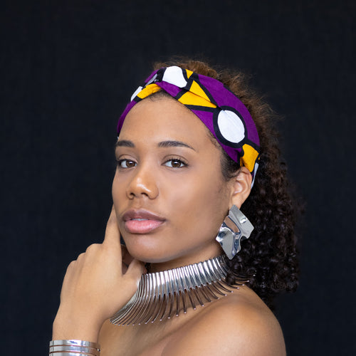 Bandeau imprimé africain - Adultes - Accessoires pour cheveux - Violet Jaune Samakaka