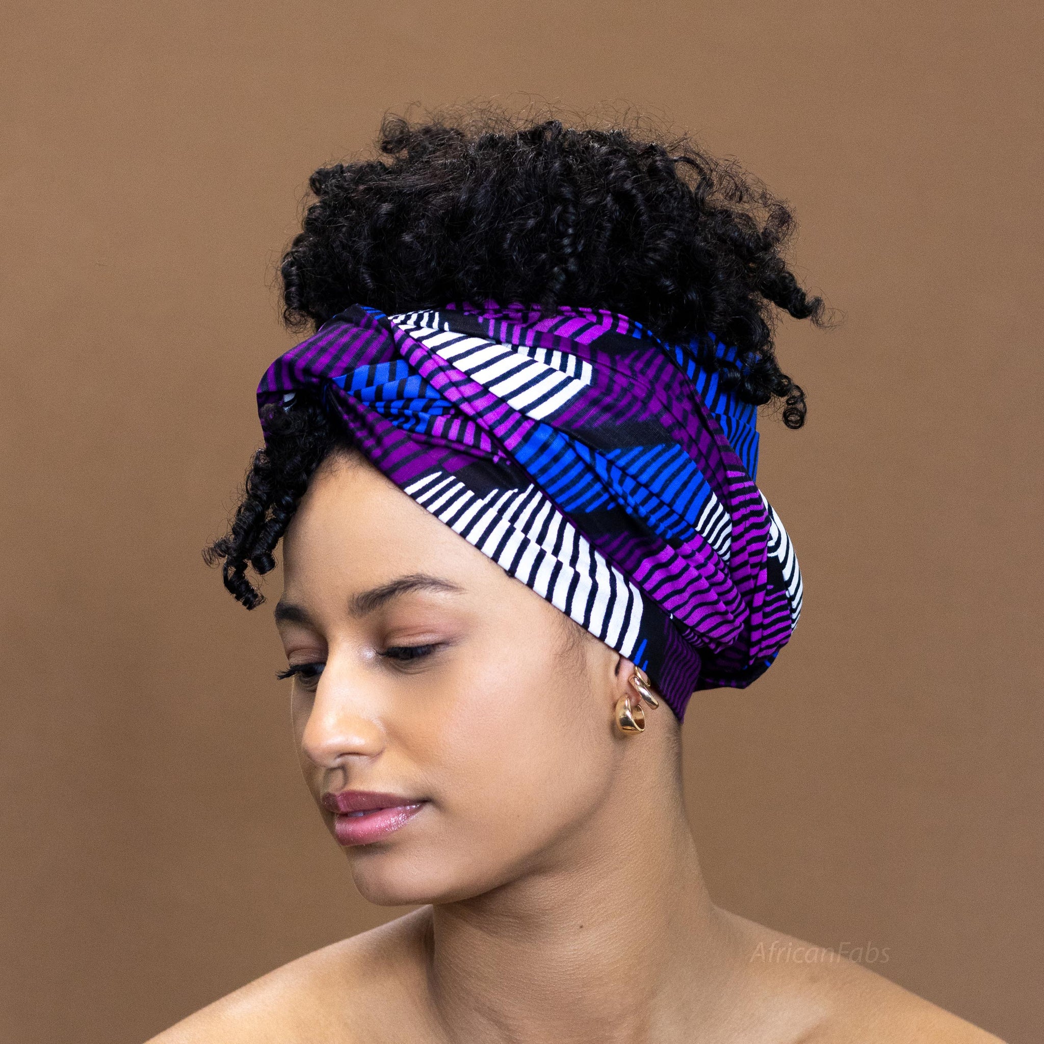 Foulard africain / Turban wax - Violet Swirl