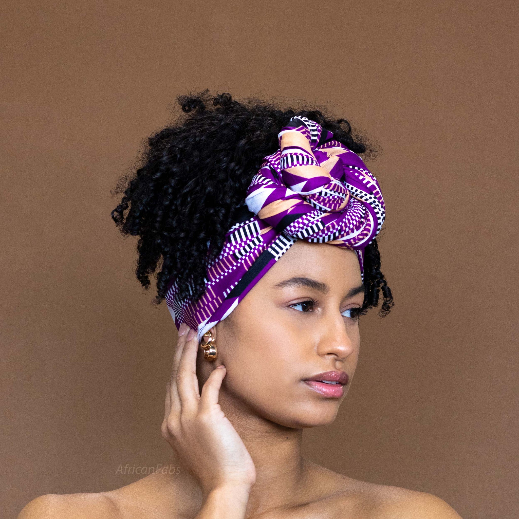 Foulard Africain Turban Wax Violet Kente AfricanFabs foulard-africain-turban-wax-violet-kente-africanfabs