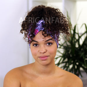 Foulard africain / Turban wax - Violet / rose