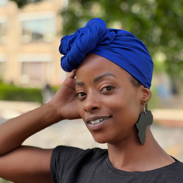 Foulard africain / Turban wax - Couleur Bleu