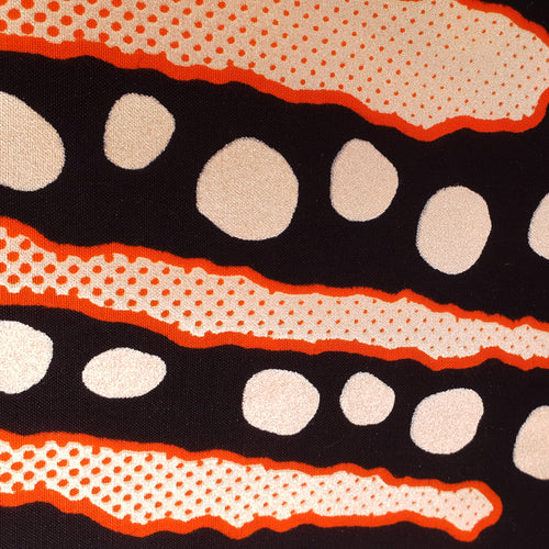 Tissu africain / tissu wax - Noir Orange Mud cloth / Bogolan stripes ** Metallic Special **