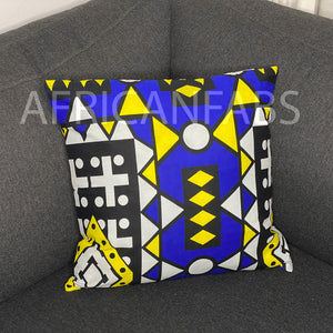 Housse d'oreiller africaine | Bleu Samakaka - Oreiller décoratif 45x45cm - 100% coton