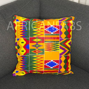 Housse d'oreiller africaine | Kente Multicolore - Oreiller décoratif 45x45cm - 100% coton