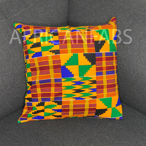 Housse d'oreiller africaine | Orange kente - Oreiller décoratif 45x45cm - 100% coton