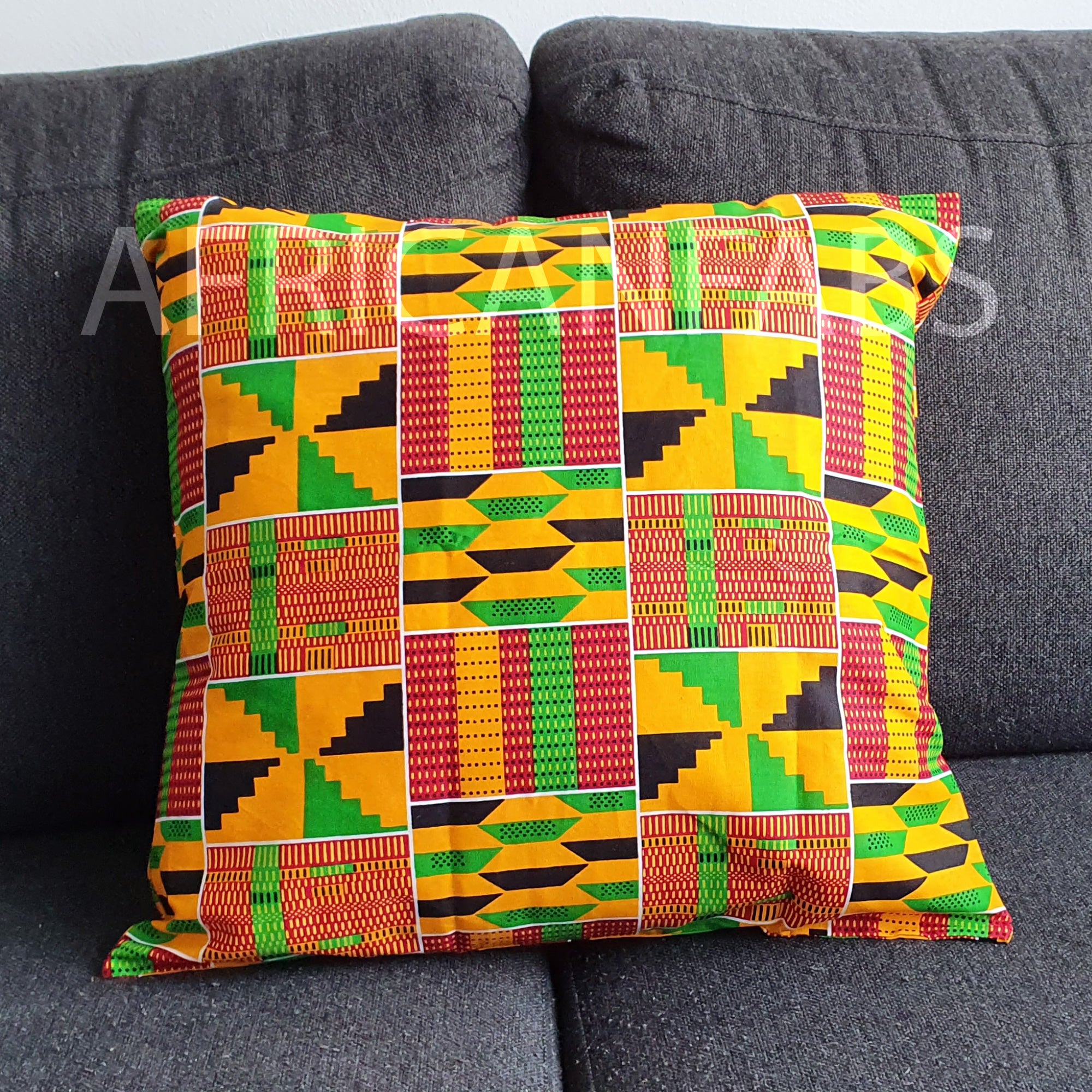 Housse d'oreiller africaine | Verte kente - Oreiller décoratif 45x45cm - 100% coton